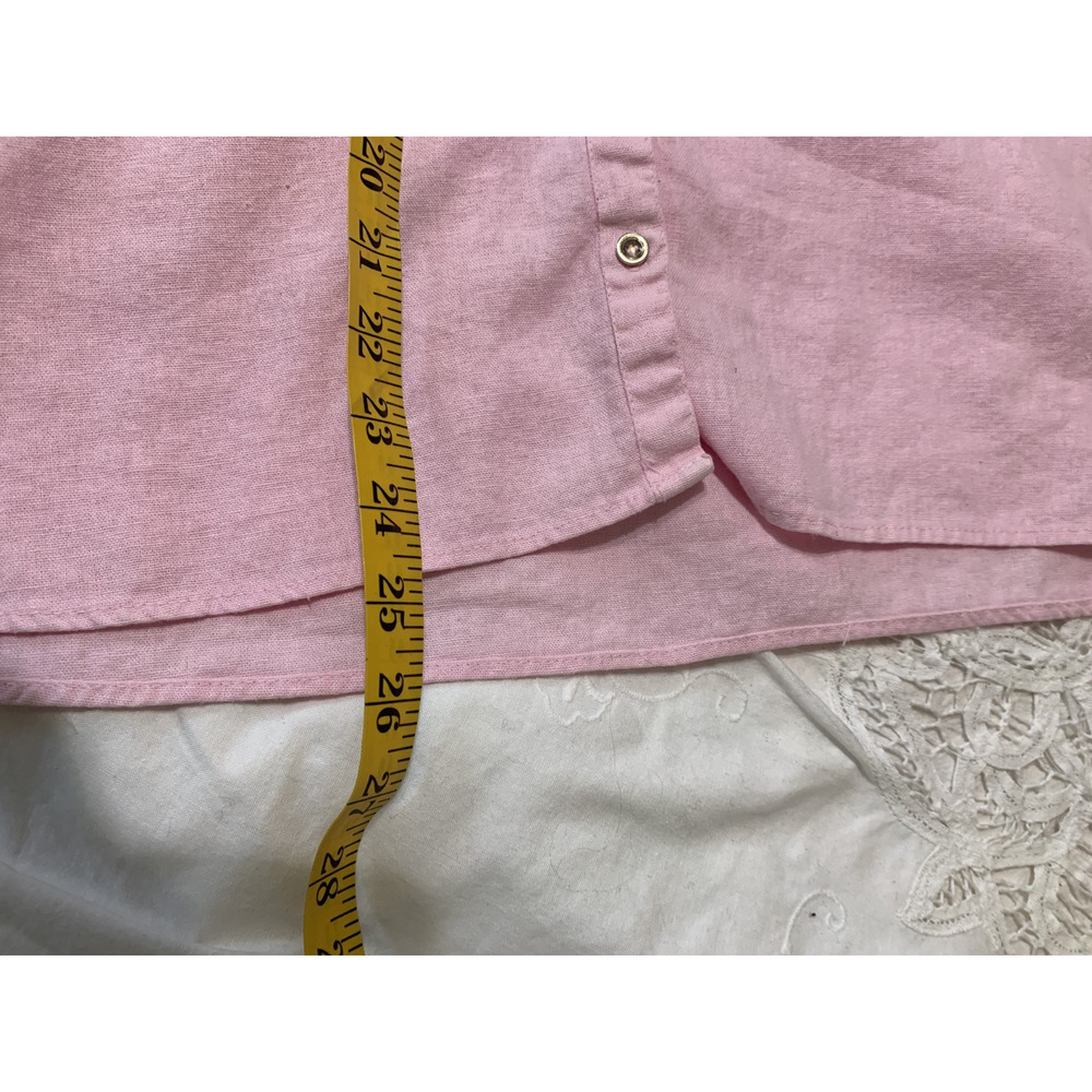 Zara Linen blend Light Pink Button-Down Shirt Size XL Beachy Resort - Picture 5 of 11